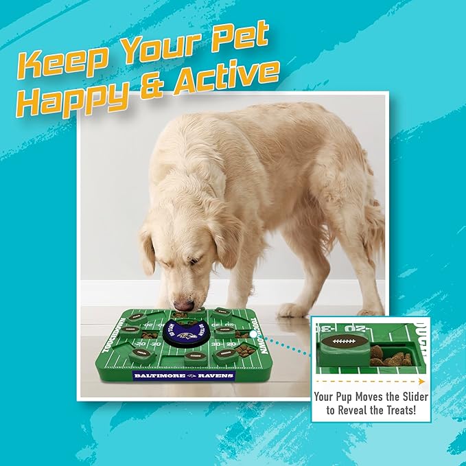 Pets First NFL Baltimore Ravens Large Puzzle Treat Toy for Dogs - Interactive Slow Feeding Toy, New Large Size