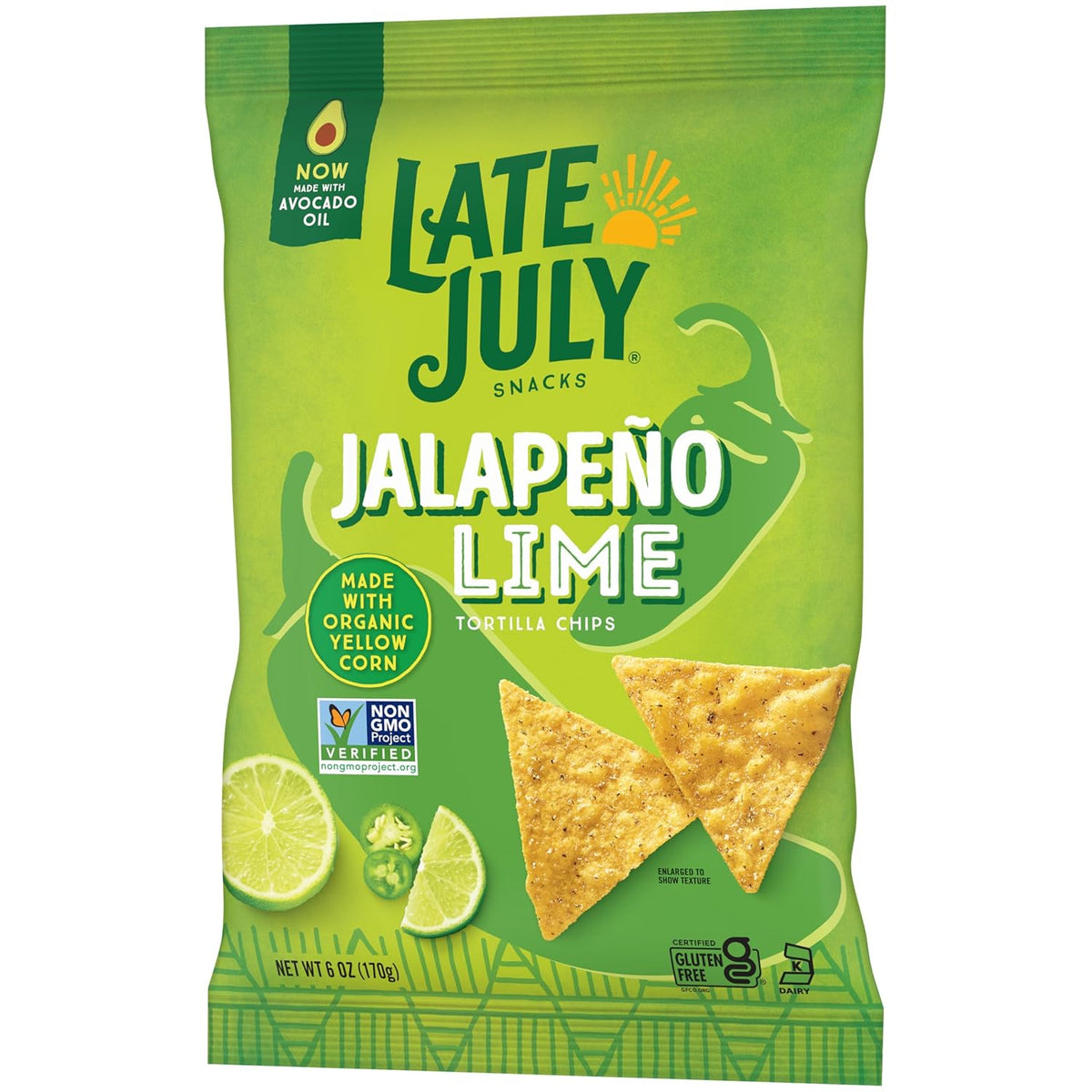 LATE JULY Snacks Jalapeno Lime Tortilla Chips, 6 Oz Bag