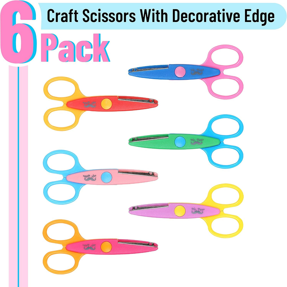 Mr. Pen Craft Scissors - Decorative Edge, 6 Pack, Zig Zag, Scrapbooking, Fancy, Pattern, Design