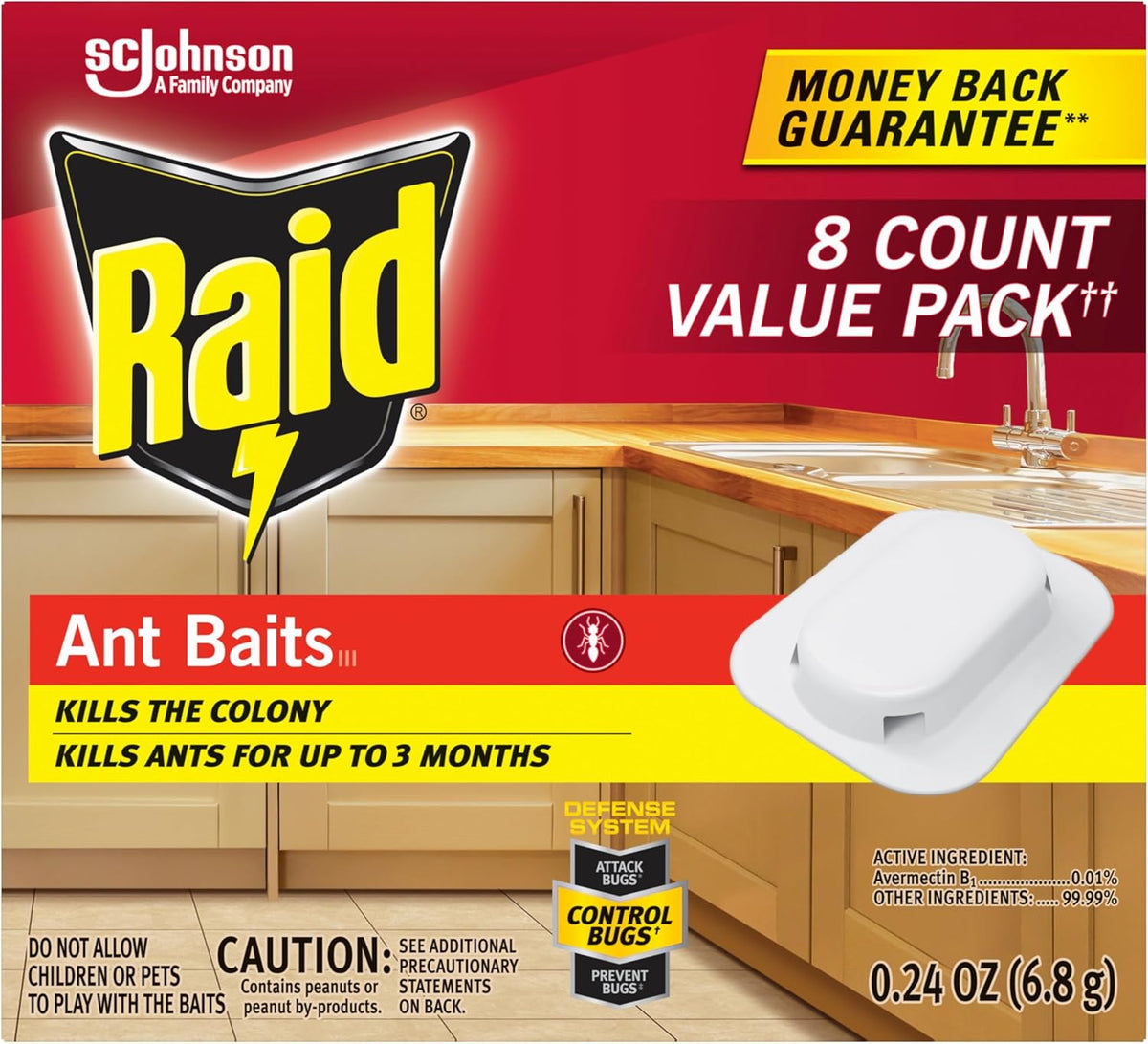 Raid Ant Killer Baits, Child Resistant Bug Killer for Indoor Home Use, 0.24 Oz, 8 Count
