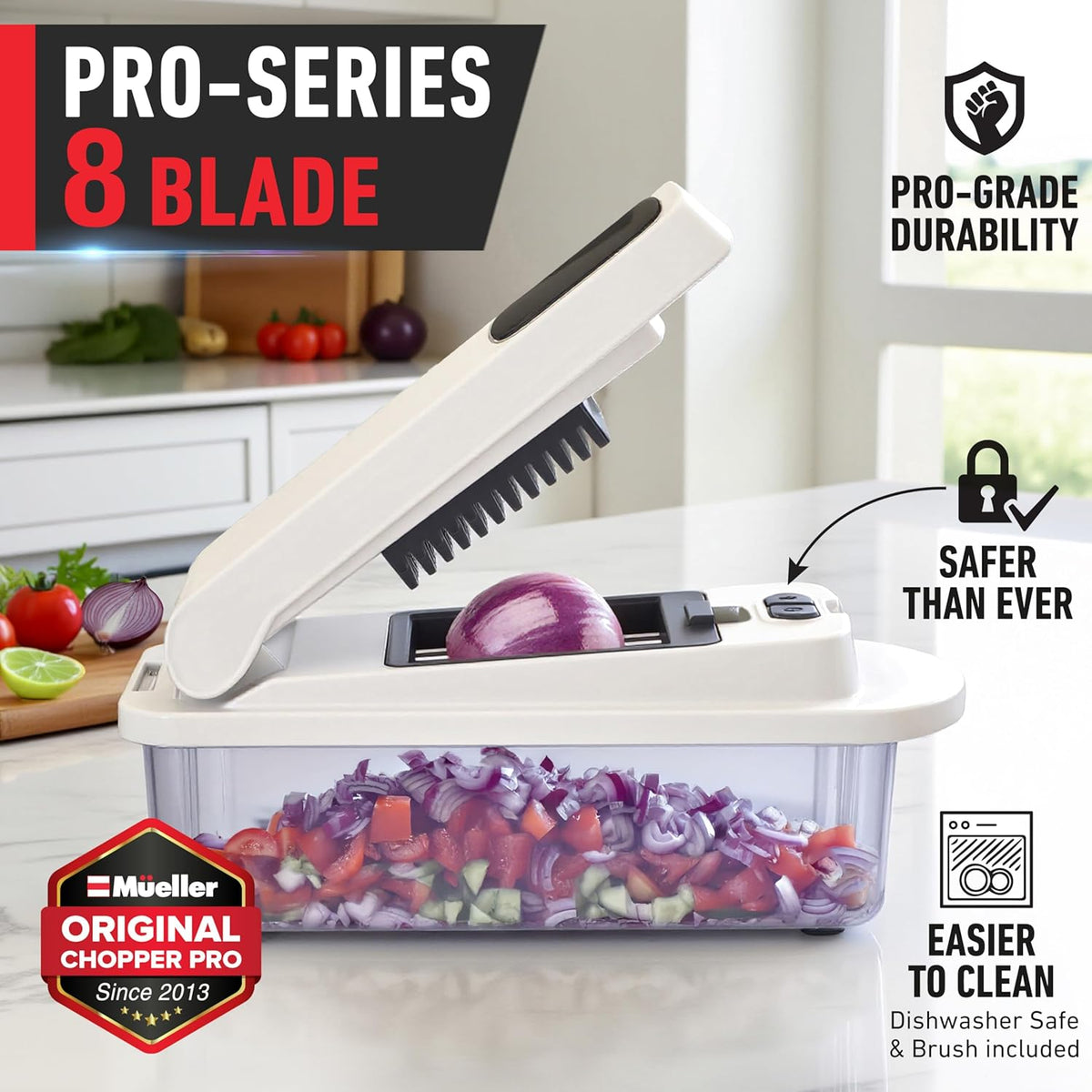 Mueller The Real Original Pro Chopper since 2013 Vegetable Chopper Mandoline Slicer, 8 Blade Food Veggie Chopper Onion Vegetable Cutter with Container, Kitchen Gadgets & Essentials, (10 in 1)