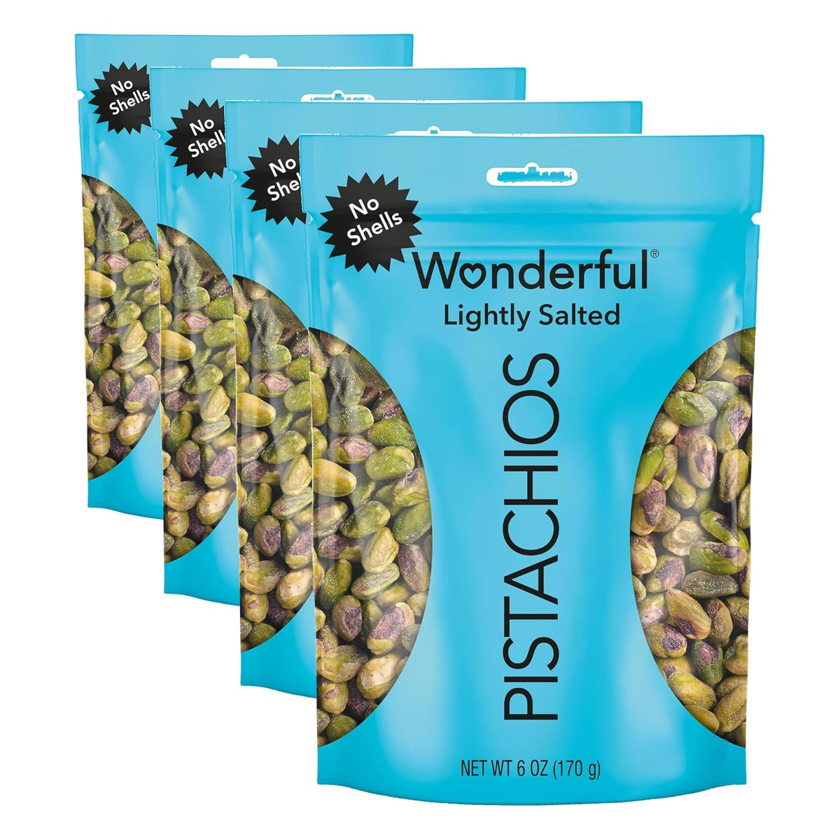 Wonderful Pistachios No Shells, Unsalted Nuts, 6 Ounce Resealable Bag, Protein Snacks, Gluten Free, Healthy Snack