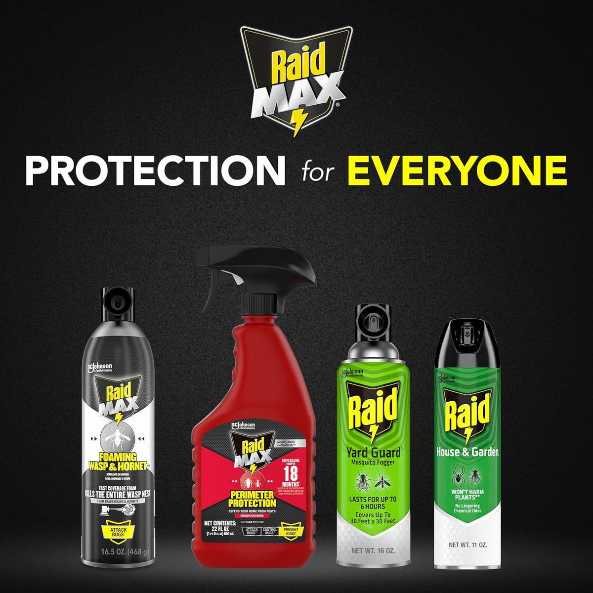 Raid Max Foaming Wasp & Hornet Killer, Fast Coverage Foam, Bug Killer Kills The Entire Nest, 16.5 oz