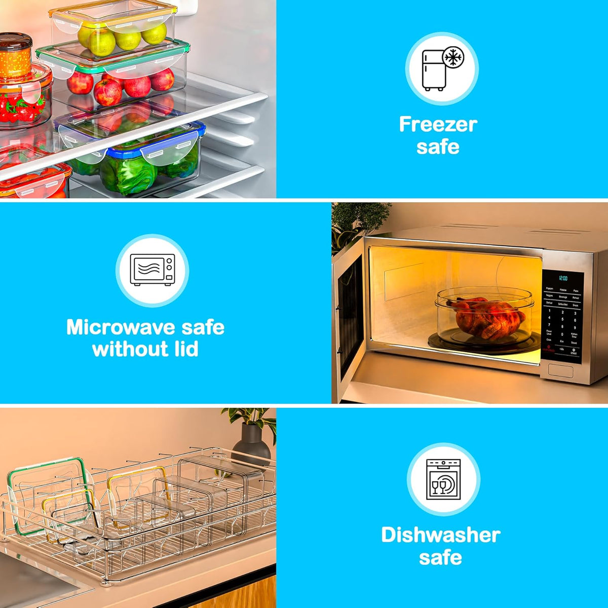 40 Pcs Food Storage Containers with Lids Airtight- Plastic Meal Prep Container for Pantry Kitchen Organization, Microwave, Dishwasher, Freezer Safe -100% Leak Proof (20 Stackable Boxes-20 Lids)
