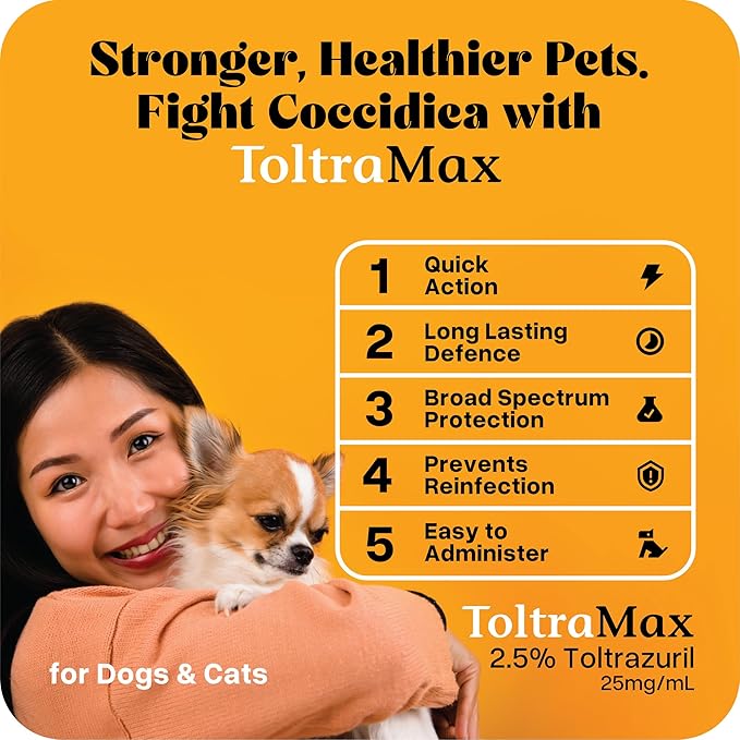 Toltrazuril 2.5% for Horses, Dogs, Cats, 120mL/4 Ounce, for Non-Food Chain Animals, Chicken
