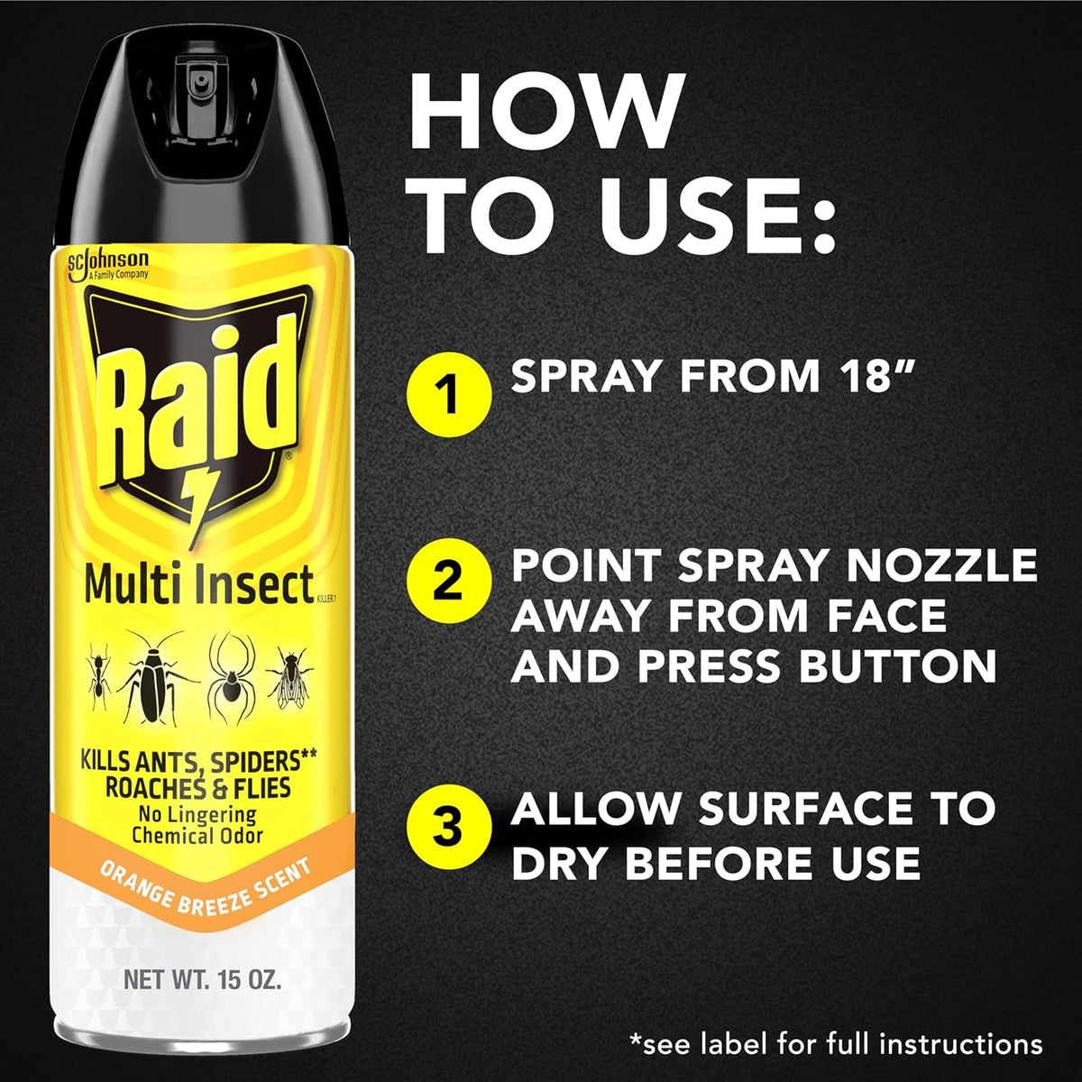 Raid Multi Insect Killer, Orange Breeze 15 Ounce (Pack of 1)