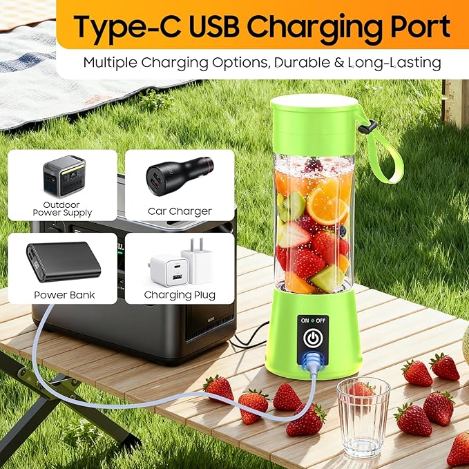Personal Blender for Shakes and Smoothies - 2026 New Upgrade Cordless Portable Blender USB Rechargeable, 380Ml BAP Free Cup, Freshly Squeezed for Picnic/Sports, 20000Rpm/Min Speed