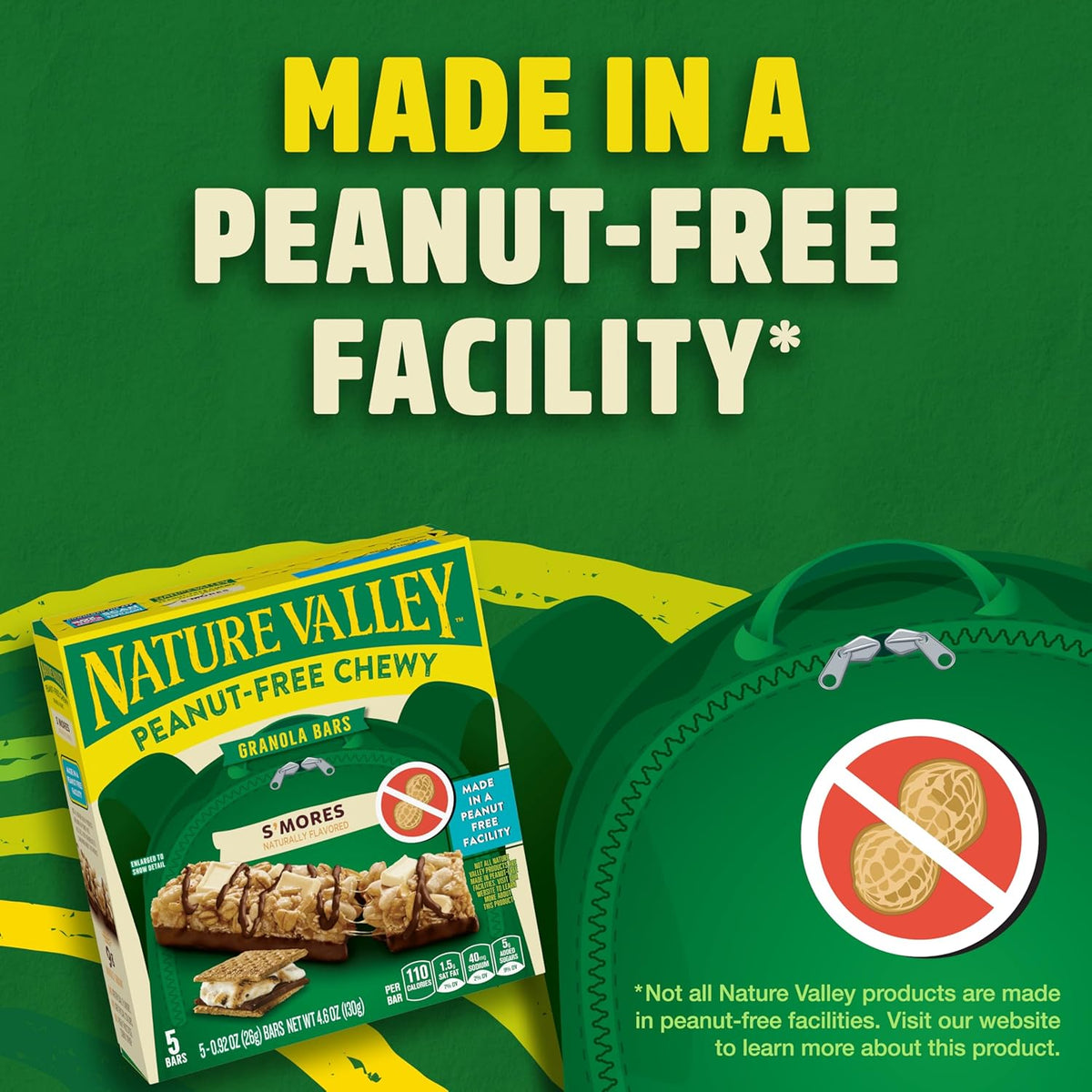 Nature Valley Peanut-Free Chewy Granola Bars, S'mores, Made in a Peanut Free Facility, 5 Bars, 4.6 oz