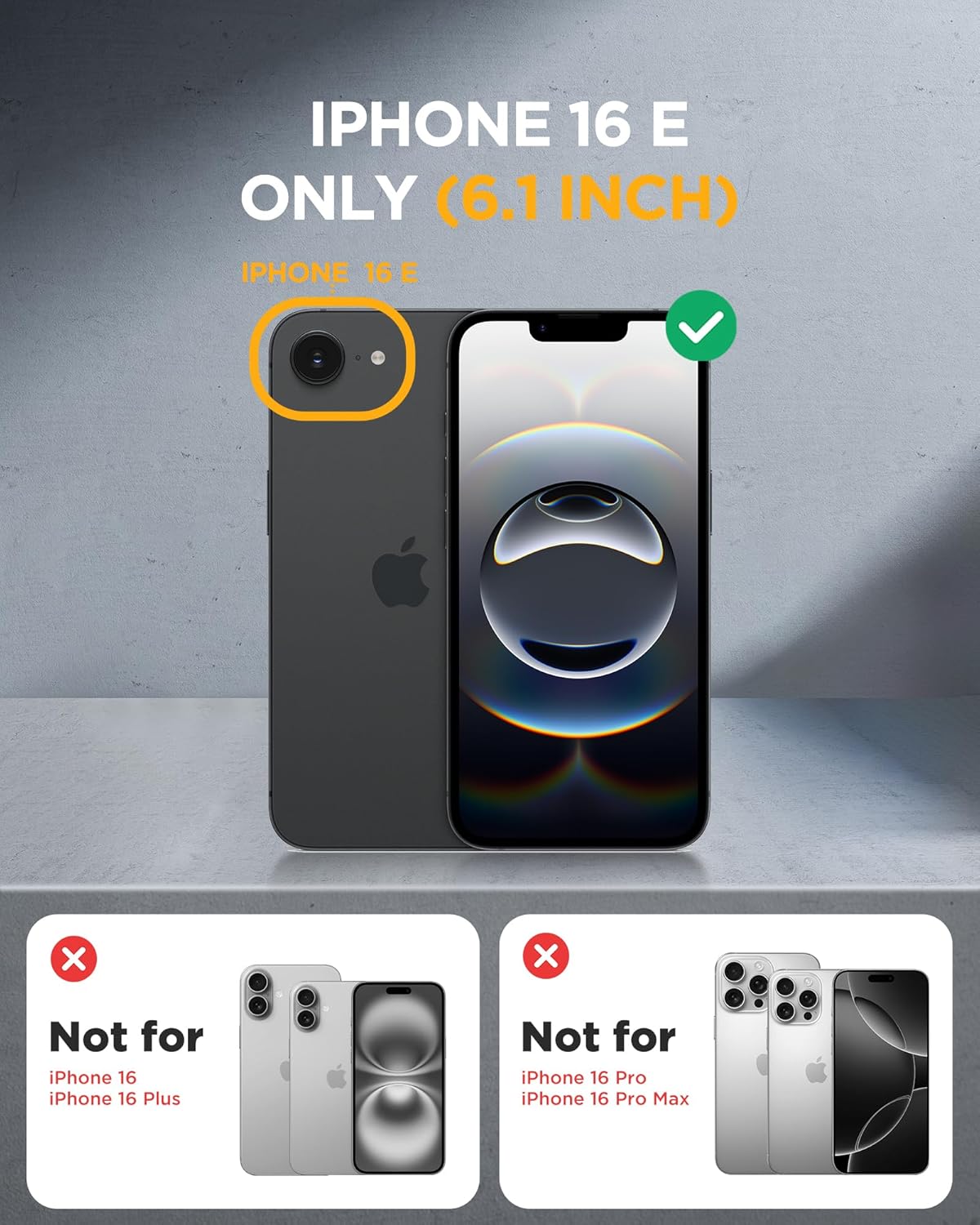 Miracase Magnetic for iPhone 16e Case Full-Body Phone with Built-in Glass Screen Protector, [Compatible with MagSafe] Military Drop Proof 16 E Cover Bumper 6.1 inch, Black
