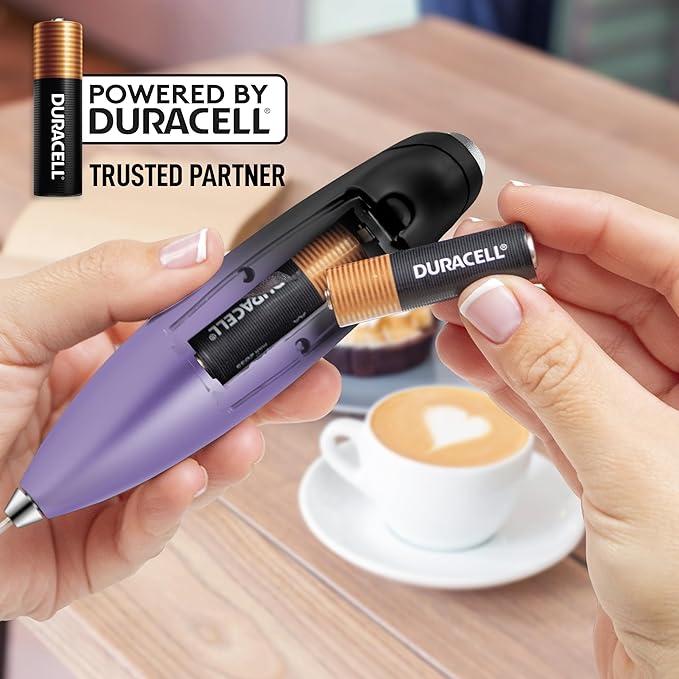 Zulay Kitchen Milk Frother Handheld Electric Whisk with AA Duracell Batteries – Durable Drink Mixer for Coffee, Lattes, Cappuccinos & More - Galaxy
