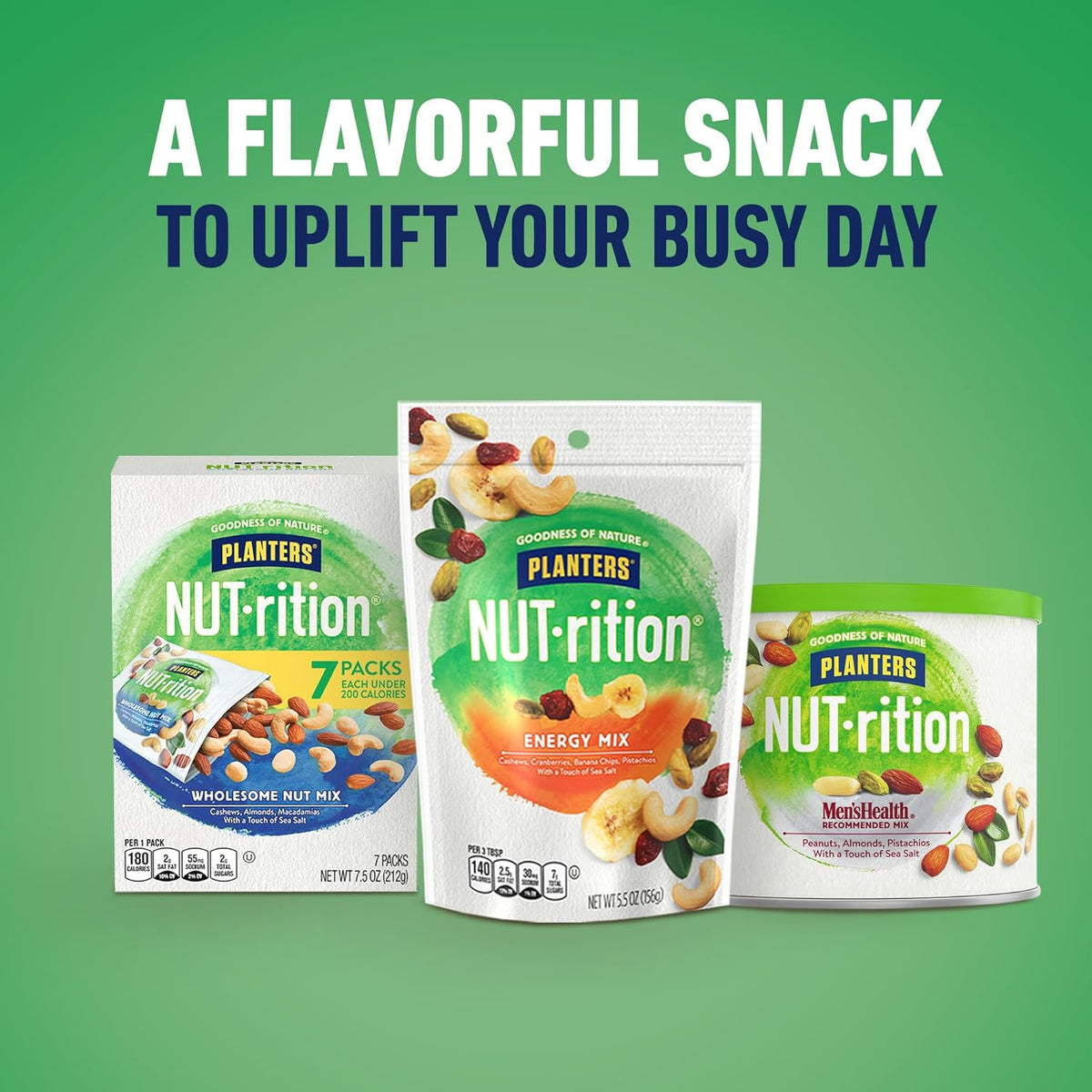PLANTERS NUT-rition Wholesome Nut Mix, 7.5 oz Box (Contains 7 Individual Pouches) - Cashews, Almonds and Macadamias Snack Mix - No Artificial Flavors, No Artificial Colors, No Preservatives - Kosher