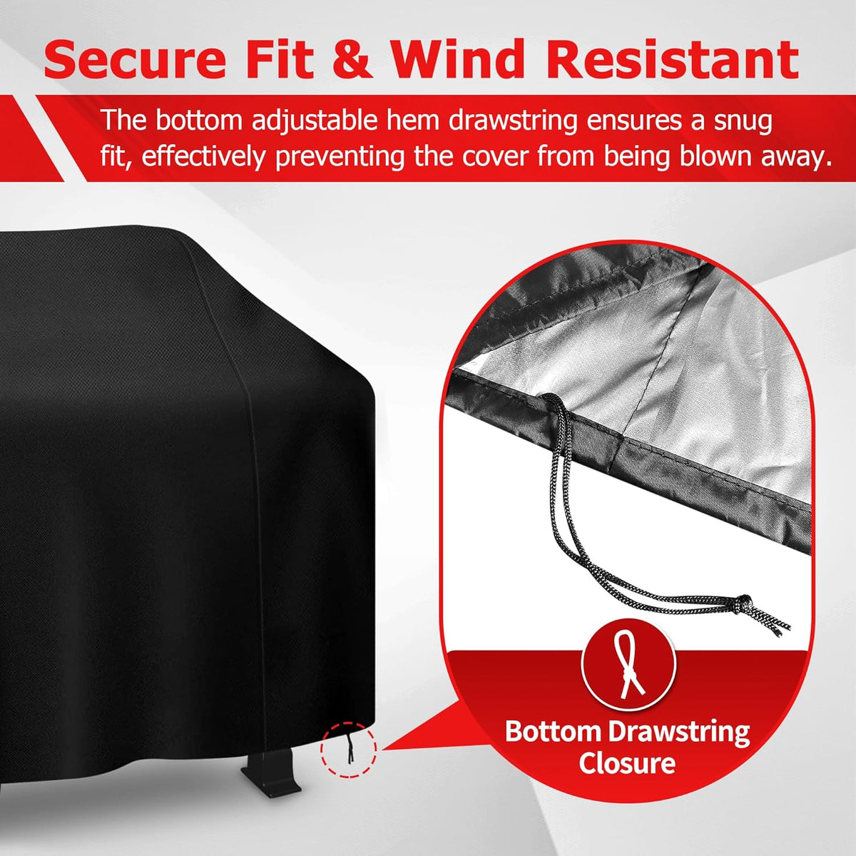 iCOVER Grill Cover, 58 inch BBQ Grill Cover for Outdoor Grill, Anti-UV & Fade Resistant Gas Grill Cover, Waterproof Barbecue Grill Covers for Weber, Char-Broil, Nexgrill and More, Black