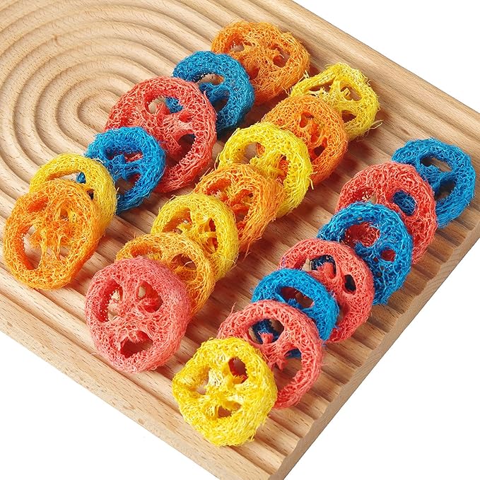 Dong Huang 20Pcs Bunny Chew Toys for Rabbit, Organic Natural Loofah Toys, Handmade Material for Guinea Pig, Hamster, Rat - Pet Tooth Care