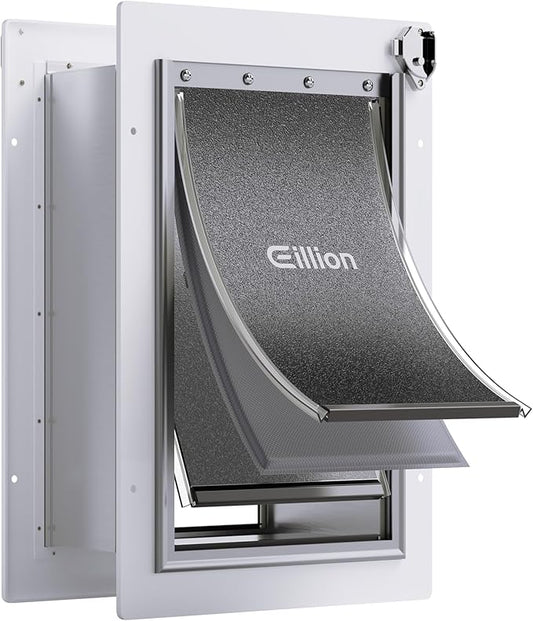 Pet Door for Wall Dog Door for Wall, 3-Flap Doggie Door with Insulation, All-Metal Frame and Telescoping Tunnel, Pets Up to 40 Lb (Medium Size)
