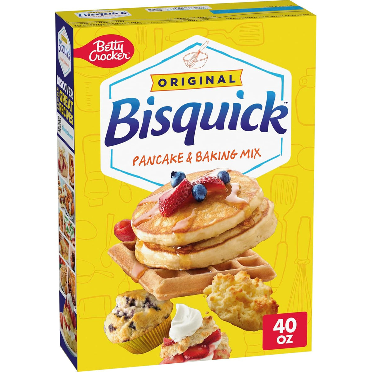 Betty Crocker Bisquick Pancake and Baking Mix, Original, Makes About 60 Pancakes, 40 oz