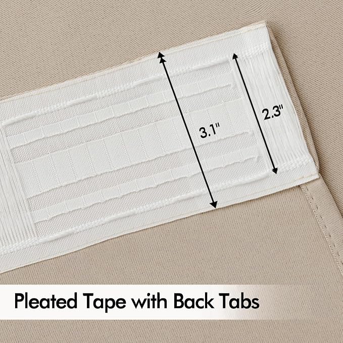 MIULEE Taupe Back Tab Blackout Curtain 96 Inch Long 2 Panels Set