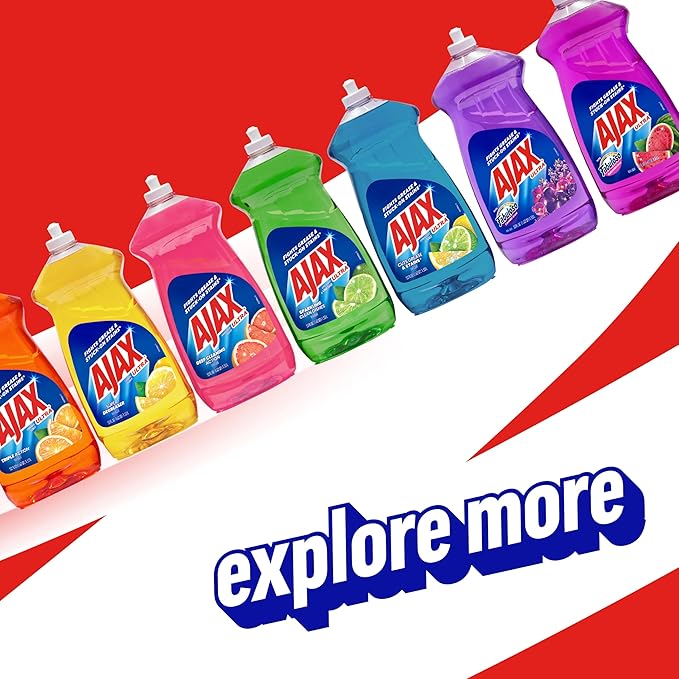Ajax Ultra Liquid Dish Soap Vinegar and Lime Scent, Sparkling Clean Dishes, 90 fl oz Bottle