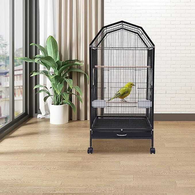 Parakeet Manor Bird Cage Metal Large Bird Cage Pet Bird Flight Cages with Rolling Stand for Parrot Lovebirds Finches Canaries Parakeets Cockatiels Budgie Parrotlet Conures
