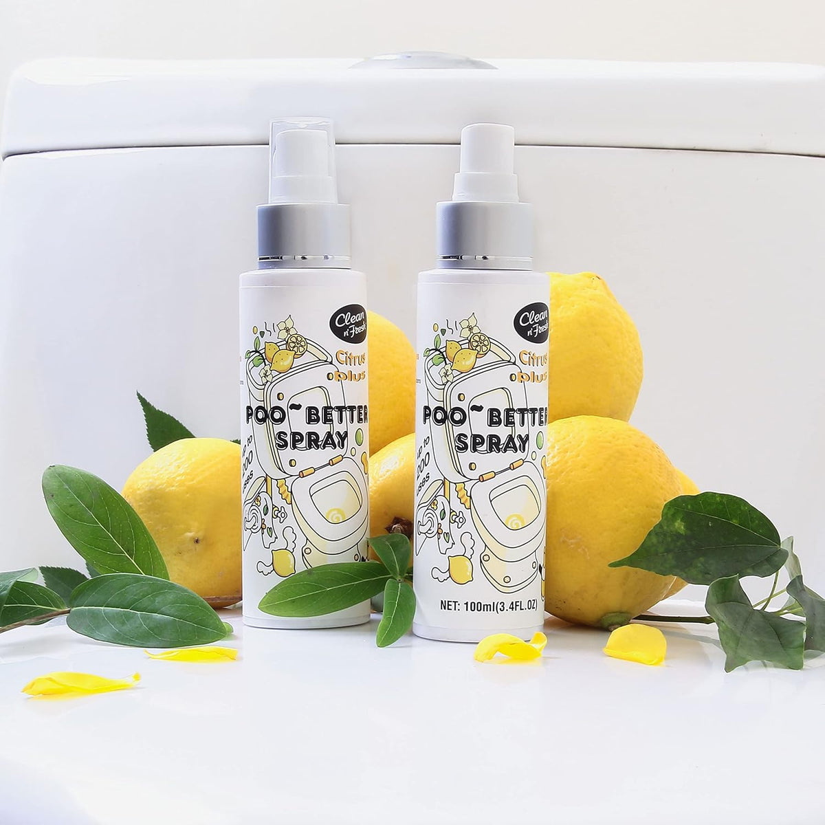 Clean-n-Fresh Toilet Spray, 6.8 Fl.oz Poo Spray | Up to 400+ Uses, 100% Natural Plant Essential Oil Citrus Scent, Bathroom Deodorizer