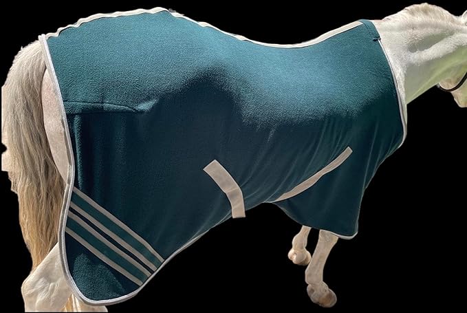 Majestic Ally Anti Pill Fleece Horse Blanket/Sheet with Silver Braided Rope (Hunter Green, 82)