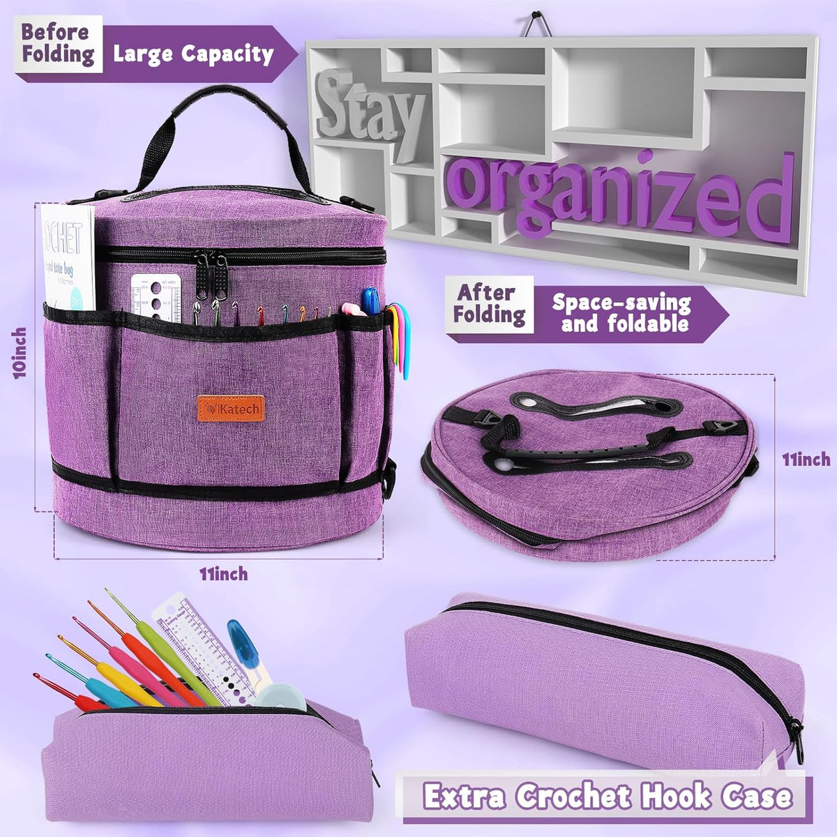 Katech Crochet Kit for Beginners, Beginner Crochet Kit for Adults-Crochet Kits Includes Crochet Hooks Knitting Bag Crochet Yarn for Crocheting Instruction Knitting Kit Crochet Supplies Gift