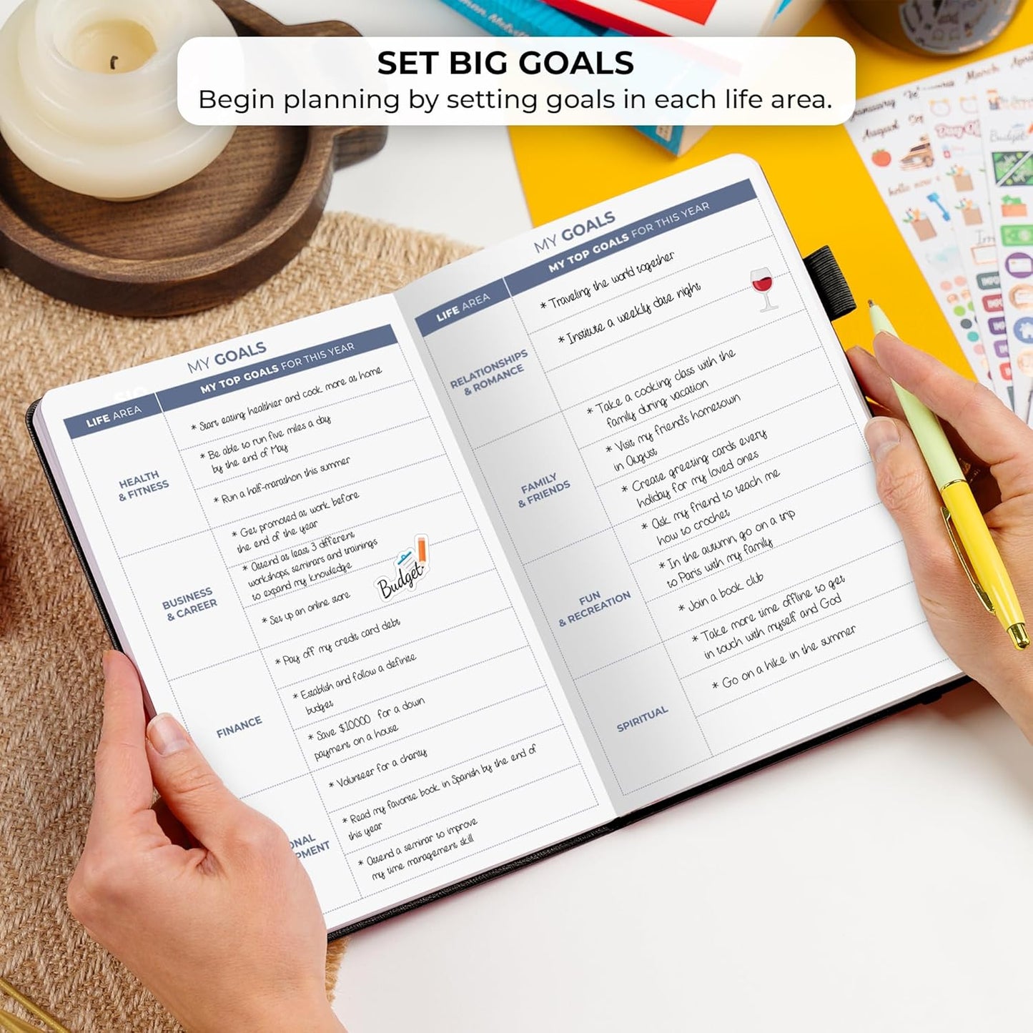 Clever Fox Planner 2nd Edition – Colorful Weekly & Monthly Goal Planner, Time Management & Productivity Organizer, Undated, A5 (Black)