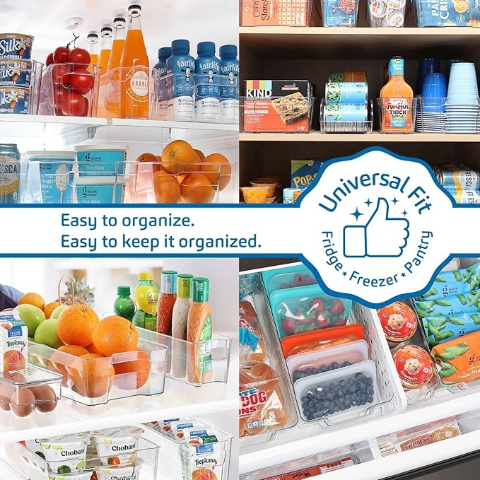 Fridge Organizer - 10 Pieces refrigerator organizer bins - Pantry Organization and Storage for Fridge & Refrigerator- BPA Free Freezer Organizer Bins