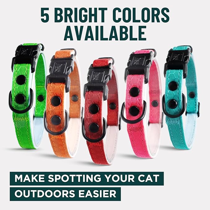 OutdoorBengal Red Cat Collar Breakaway with Soft Padding for Medium to Large Cats - Durable Heavy Duty Tactical Fabric, Comfortable, Quick Release Breakaway Cat Collars, No Bell Collar (Red, Adult)