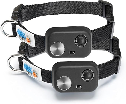 MS-5 ECON Automatic Pet Door Collar 2-Pack, Genuine High Tech Pet Brand Dog Collar for Power Pet Doors - Deluxe Black Strap & Rubber Boot (Black) - BLK-MS5-2PK
