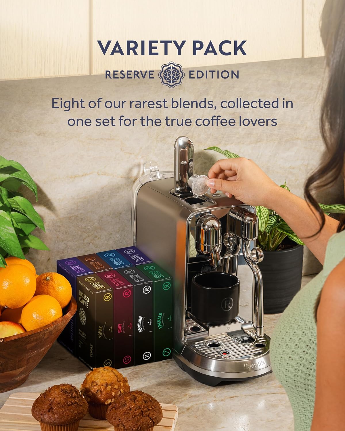 ROSSO CAFFÈ Espresso Coffee Pods for Nespresso Original Machines - 80 Capsules Variety Pack, 8 Signature Flavors, Medium to Dark Roast - Made in Italy