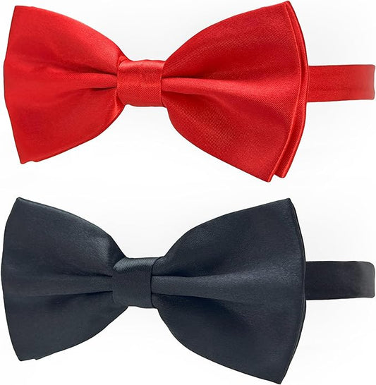 Black and Red Bow Tie for Dogs, KOOLMOX Red and Black Dog Bow with Adjustbale Dog Collar for Medium and Large Dogs Cats Pets Wedding Birthday Party Holiday New Year Cosutmes