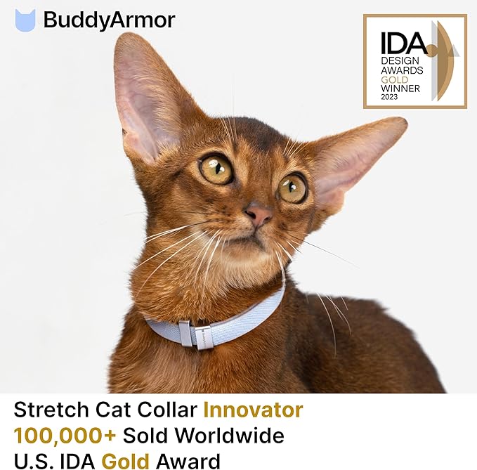 Safety Cat Collar Pro, Lightweight Elastic Release Non Breakaway Cat Collar Adjustable with Snap Fastener for Kitten All Small Large Cats, US IDA Gold Award (Monet Purple, M 7.9-15.7")