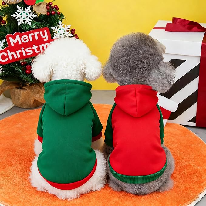Custom Dog Hoodie, Personalized Sweatshirt with Photo Text Name Logo, Customized Hooded Sweater for Small Medium Large Dogs & Cats (Red + Green Border, Medium)