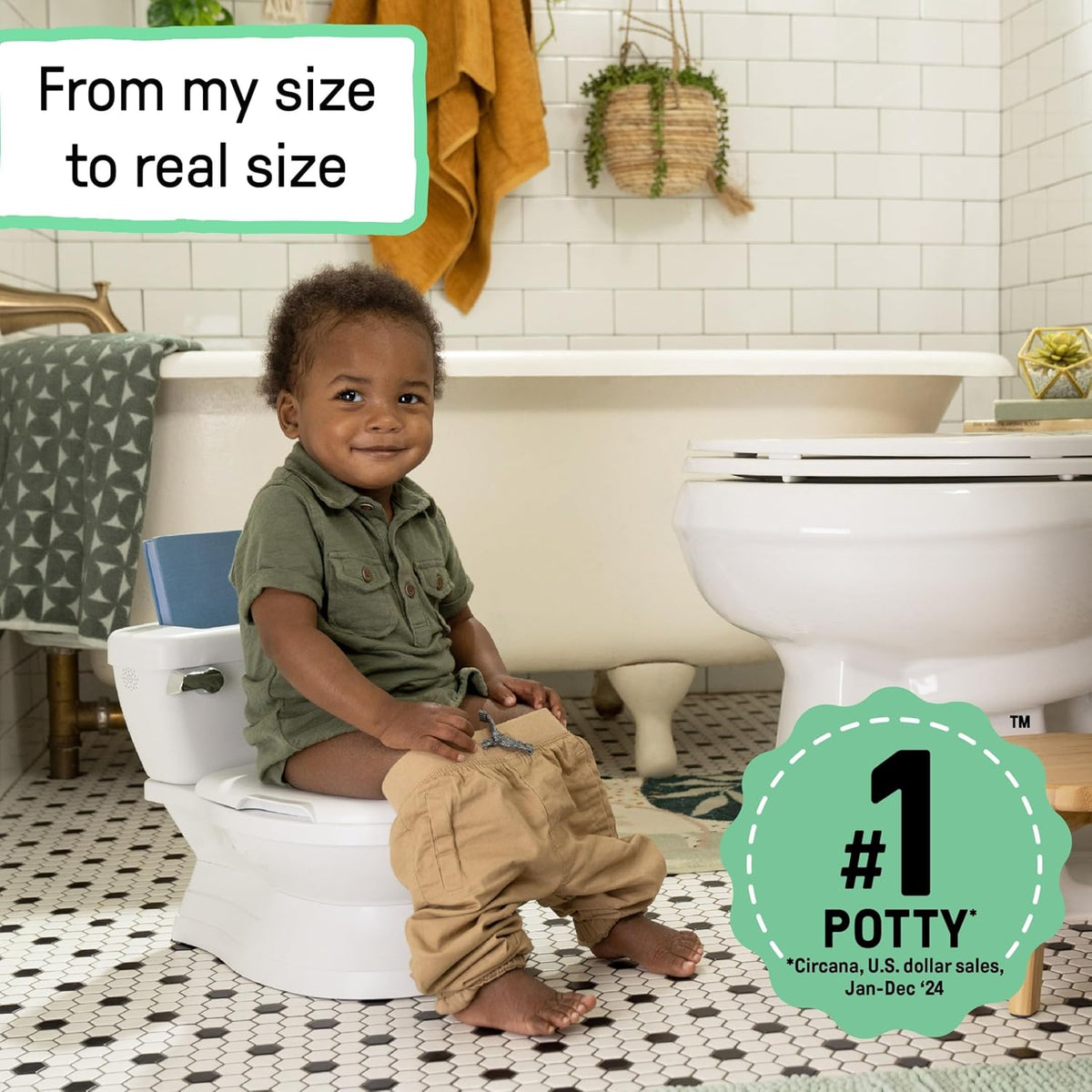 Summer Infant by Ingenuity My Size Potty Pro in White, Toddler Potty Training Toilet, Lifelike Flushing Sound, for Ages 18 Months+, Up to 50 Pounds
