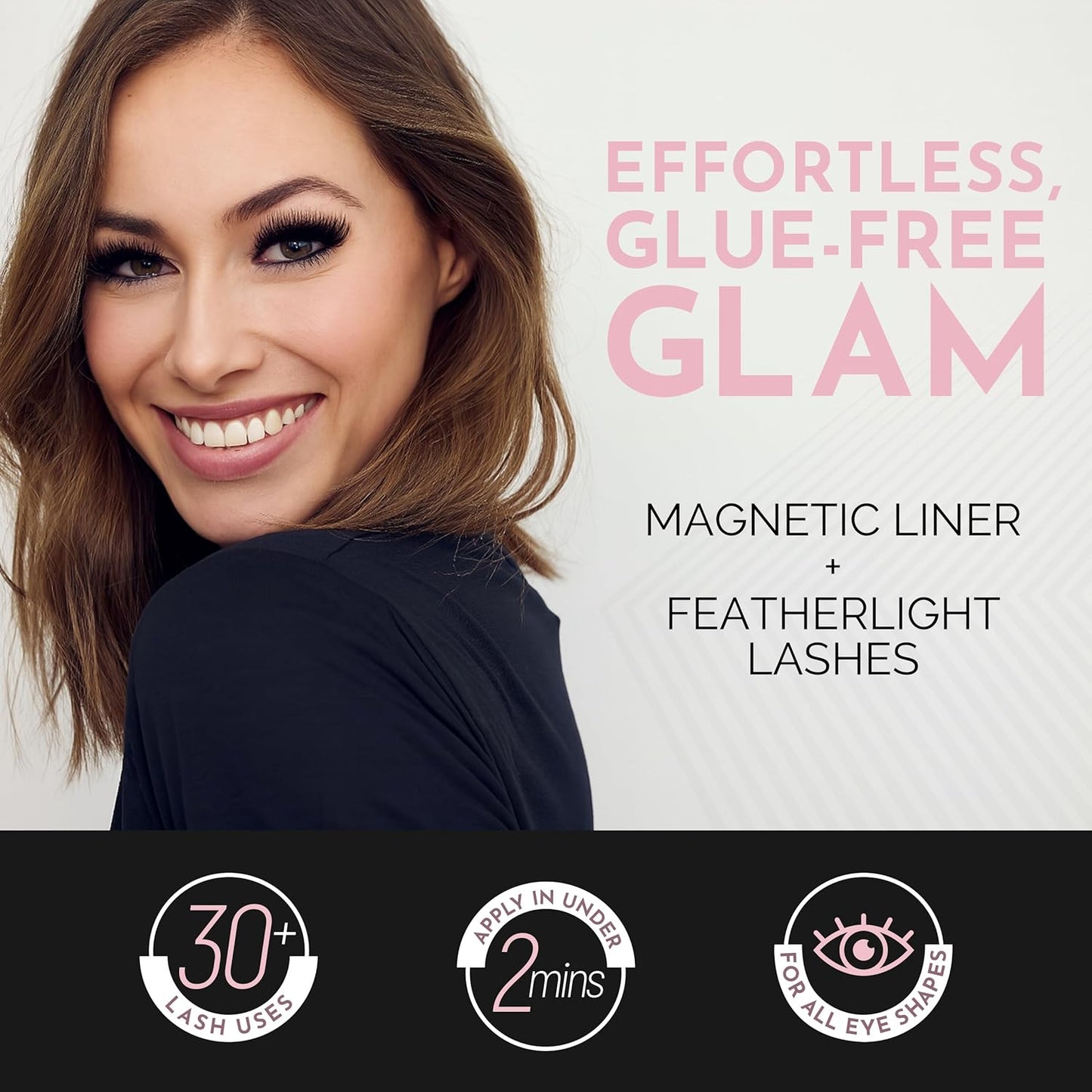Luxillia Magnetic Eyelashes Kit – 16 Piece Magnetic Eyelash & Eyeliner Set with Applicator – Natural Look Easy Apply Reusable Fake Extension Lashes, No Glue – Pestañas Postizas Magnéticas Naturales