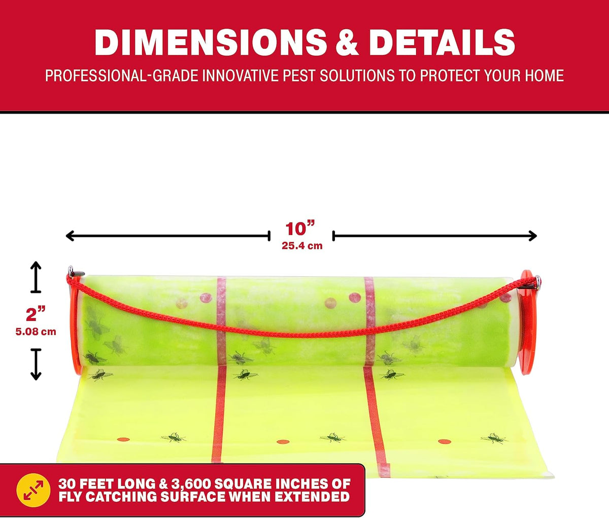 Catchmaster Giant Fly Glue Trap 3-Pack 30 Feet Each, Adhesive Fly Traps Outdoor, Sticky Bug Catcher, Bulk Flying Insect Paper Roll, Pet Safe Pest Control for Garage, Barn, Greenhouse & Garbage Room