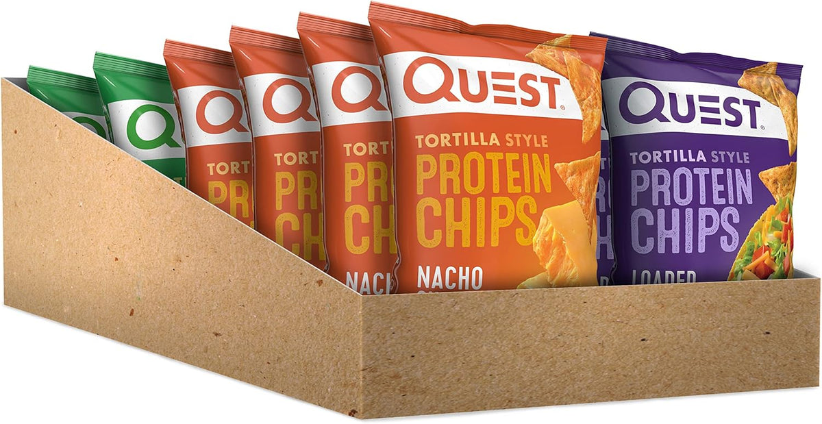 Quest Nutrition Tortilla Style Protein Chips Variety Pack, Chili Lime, Nacho Cheese, Loaded Taco, Low Carb, High Protein, Gluten Free, 1.1 oz (Pack of 12)