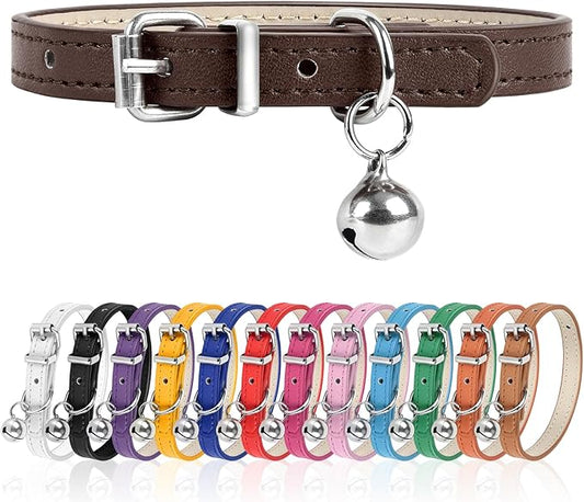 S Dog Collar for Small Dogs Adjustable Dog Collars Cat Collar for Small Medium Large Dogs 3/8 inch Width (Brown, S)