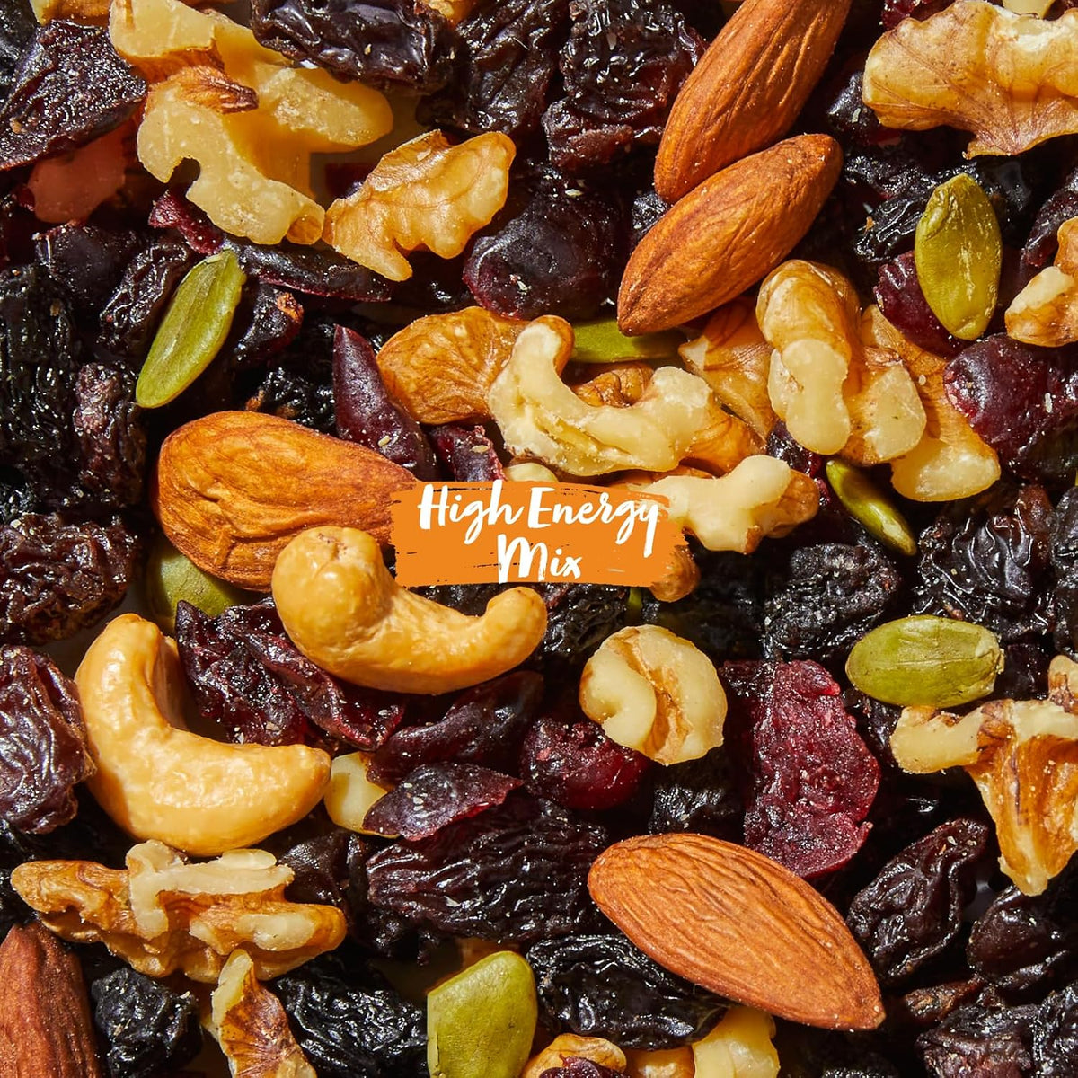 Nature's Garden High Energy Mix, Deluxe Mixed Nuts, Energy Boost, High Energy Trail Mix, Cranberries, Raisins, Almonds, Walnuts, Cholesterol Free, Sodium Free, No Artificial Ingredients – 1.2 Oz Bags (15 Individual Servings)