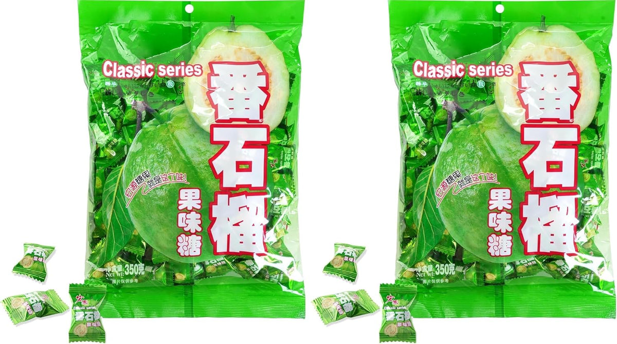 Hongyuan Guava Candy, 12.3 oz (Pack of 1) Asian Fruit Hard Candy, Sweet & Tangy Tropical Flavor, Individually Wrapped for Sharing & Snacking