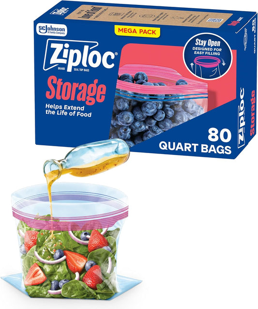 Ziploc Gallon Food Storage Slider Bags, Power Shield Technology for More Durability, 104 Bags Total