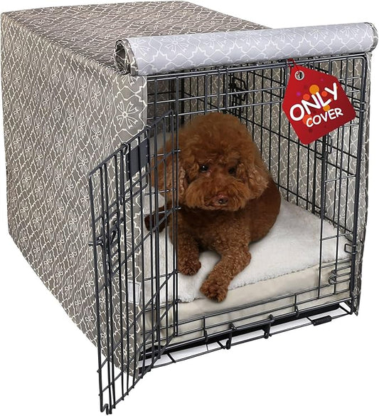 Explore Land Pattern Dog Crate Cover for 42 Inches Wire Cage, Heavy-Duty Polyester 1 2 3 Doors Standard Metal Pet Kennel Enclosure (Vintage Violet)