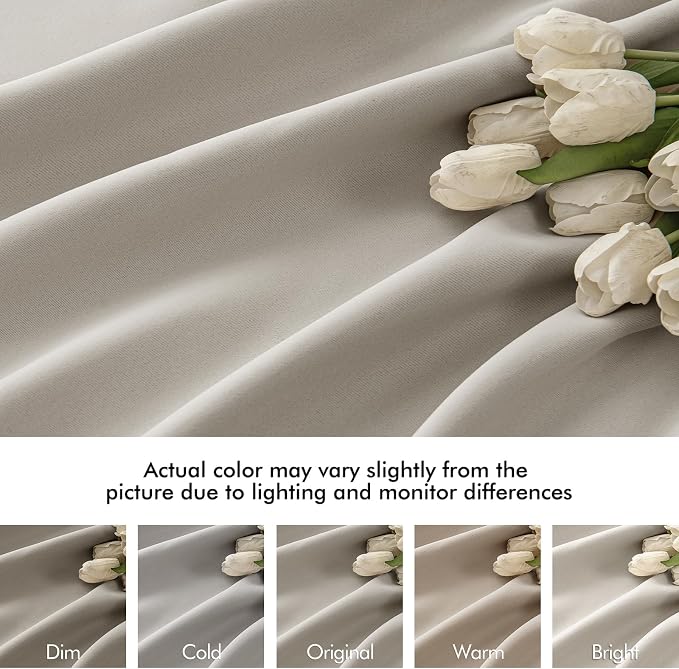 MIULEE Natural Back Tab Blackout Curtains 120 Inch Long 2 Panels Set
