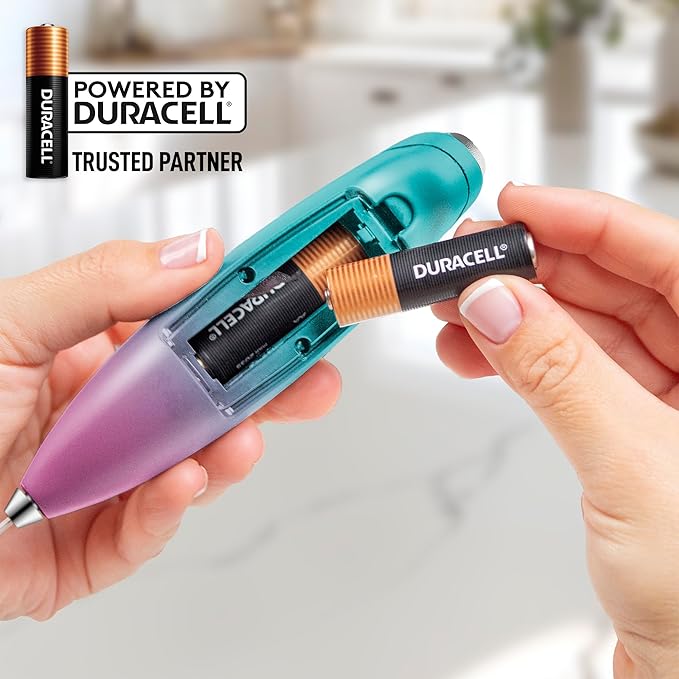Zulay Kitchen Handheld Milk Frother with Duracell AA Batteries – Ultra Fast Electric Mixer & Foam Maker, Easy-Clean Drink Mixer for Coffee & More - Teal Pink Fade