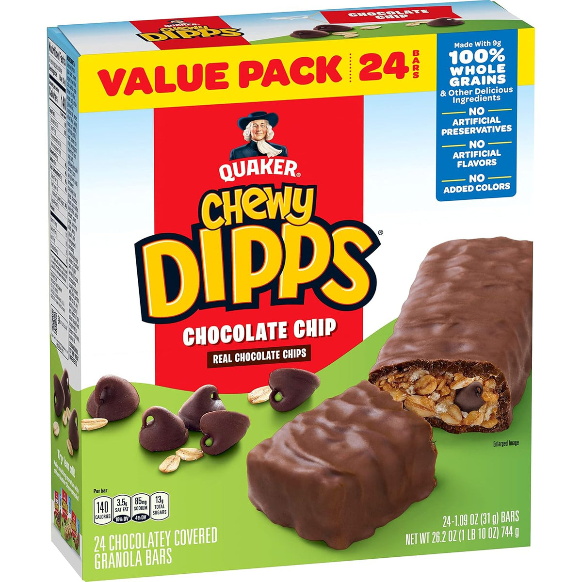 Quaker Chewy Dipps Granola Bars Chocolate Chip, 1.09 oz, 14 Ct