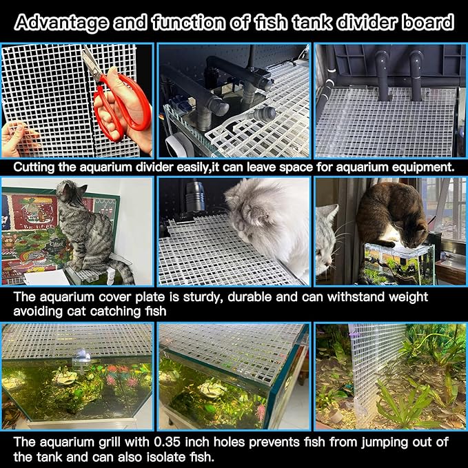 Adjustable Aquarium Fish Tank Divider Filter Bottom Plastic Grid Fish Tank Isolation Board Plastic Egg Crate Tray(White, 8pcs 11.8X11.8Inch with 0.35Inch Hole