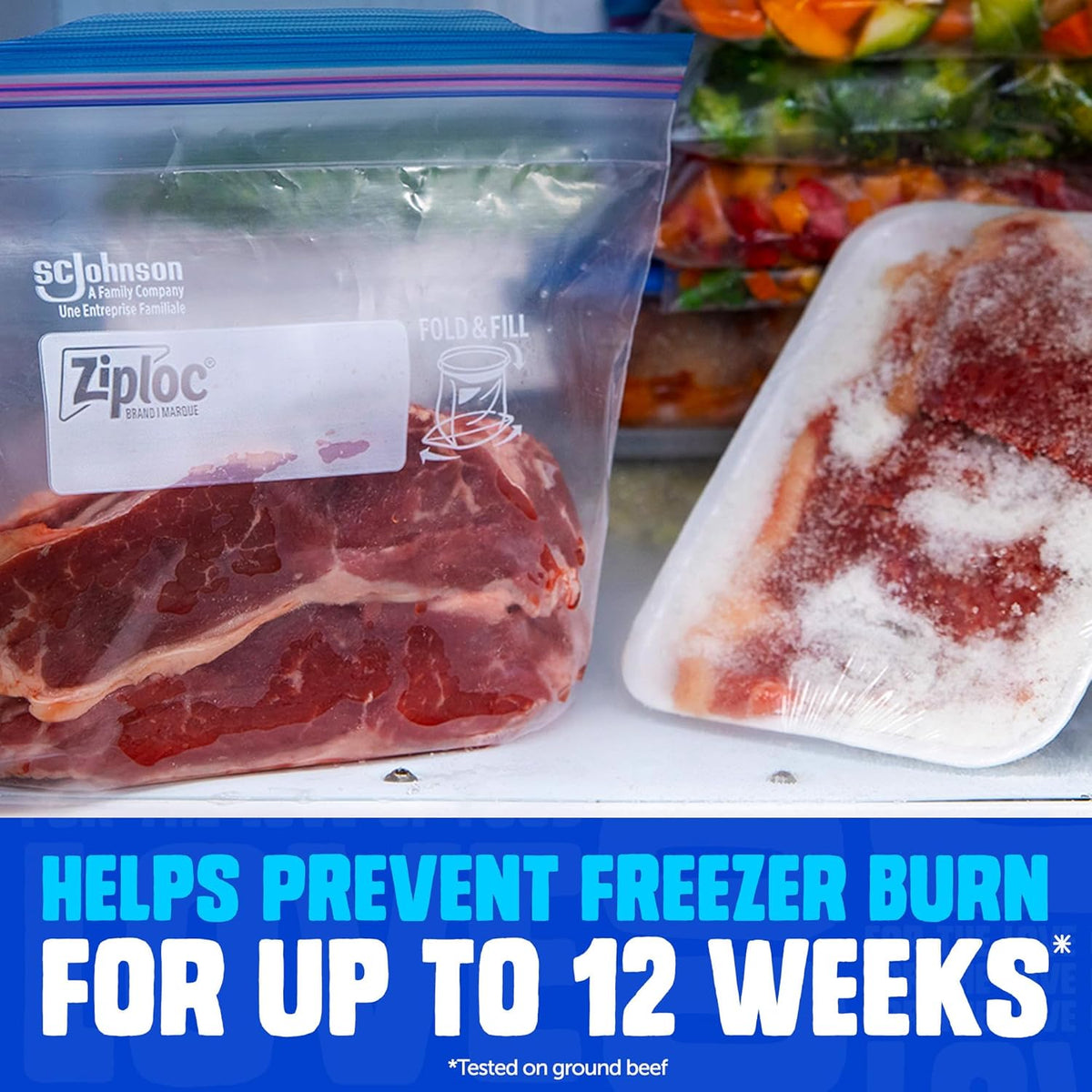 Ziploc Gallon Food Storage Freezer Bags, Stay Open Design, Easy to Fill, 80 count