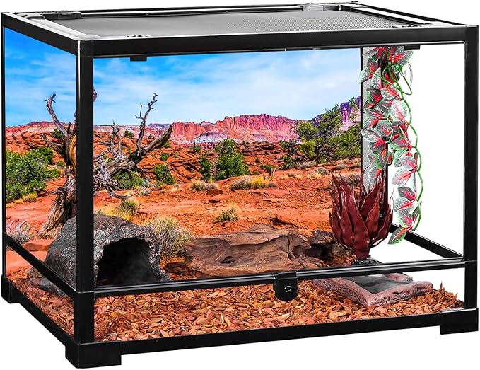 AWERT 72x24 inches Reptile Habitat Background Blue Sky Oasis Orange Desert Terrarium Background Durable Polyester Background