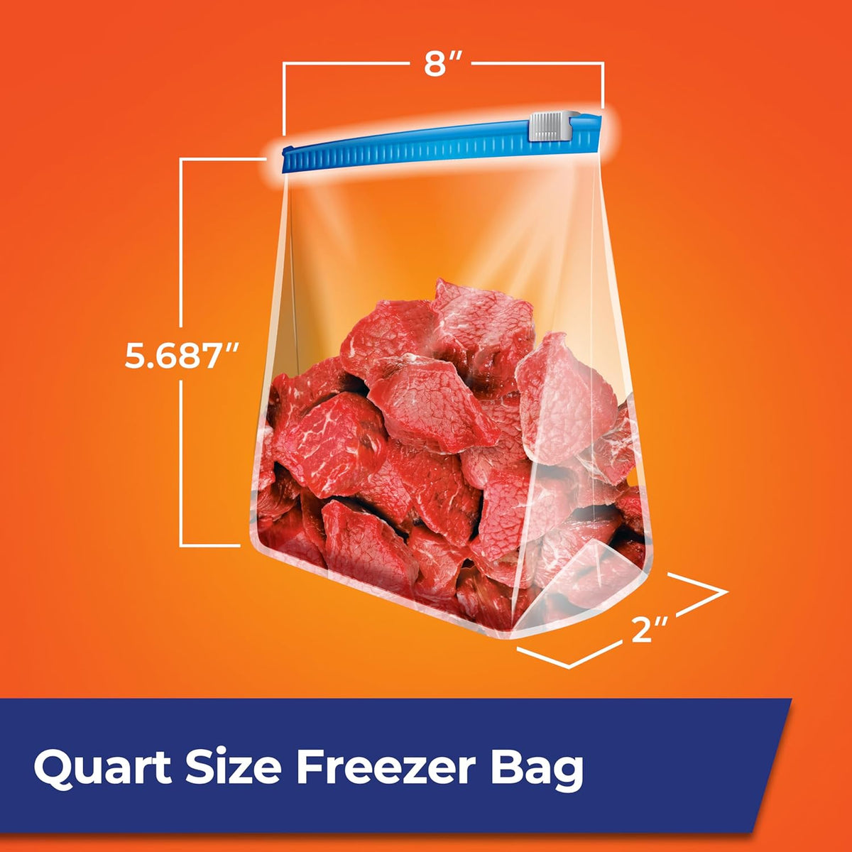 Hefty Slider Freezer Kitchen Storage Bags, Quart Size, 74 Count