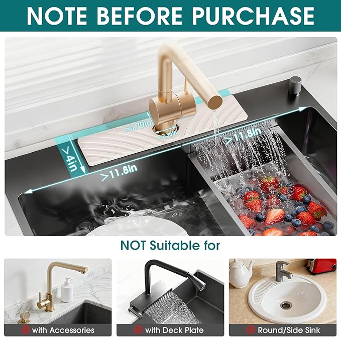 Quick Dry Stone Faucet Mat for Kitchen Sink - 15.8"x3.9" Natural Diatomite Stone Drying Mat for Kitchen Counter Bathroom Dish Dry Mat Auto Drainage Sink Protector (White)